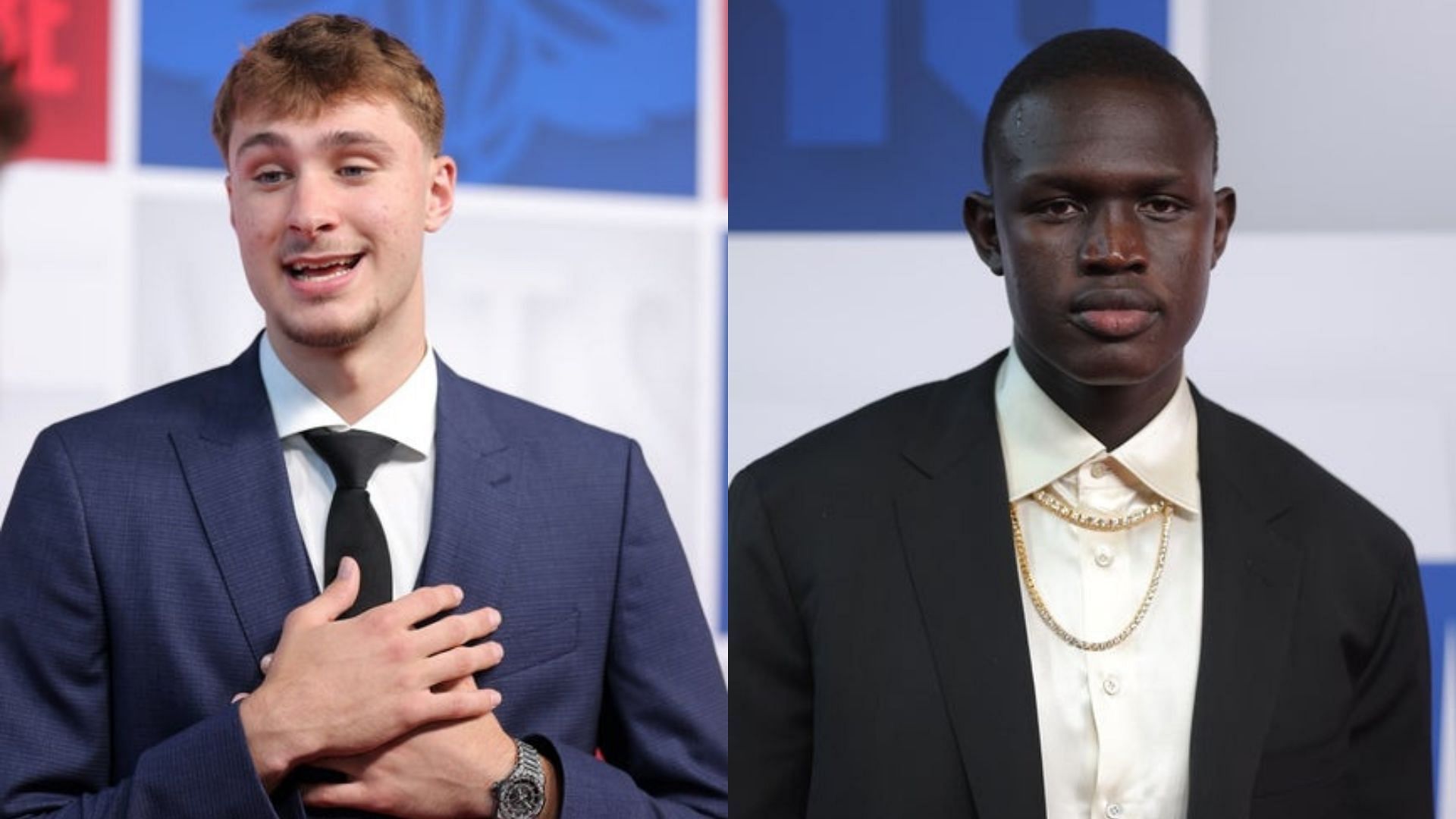 Cooper Flagg and Khaman Maluach arrive before the 2025 NBA Draft. Source: Imagn