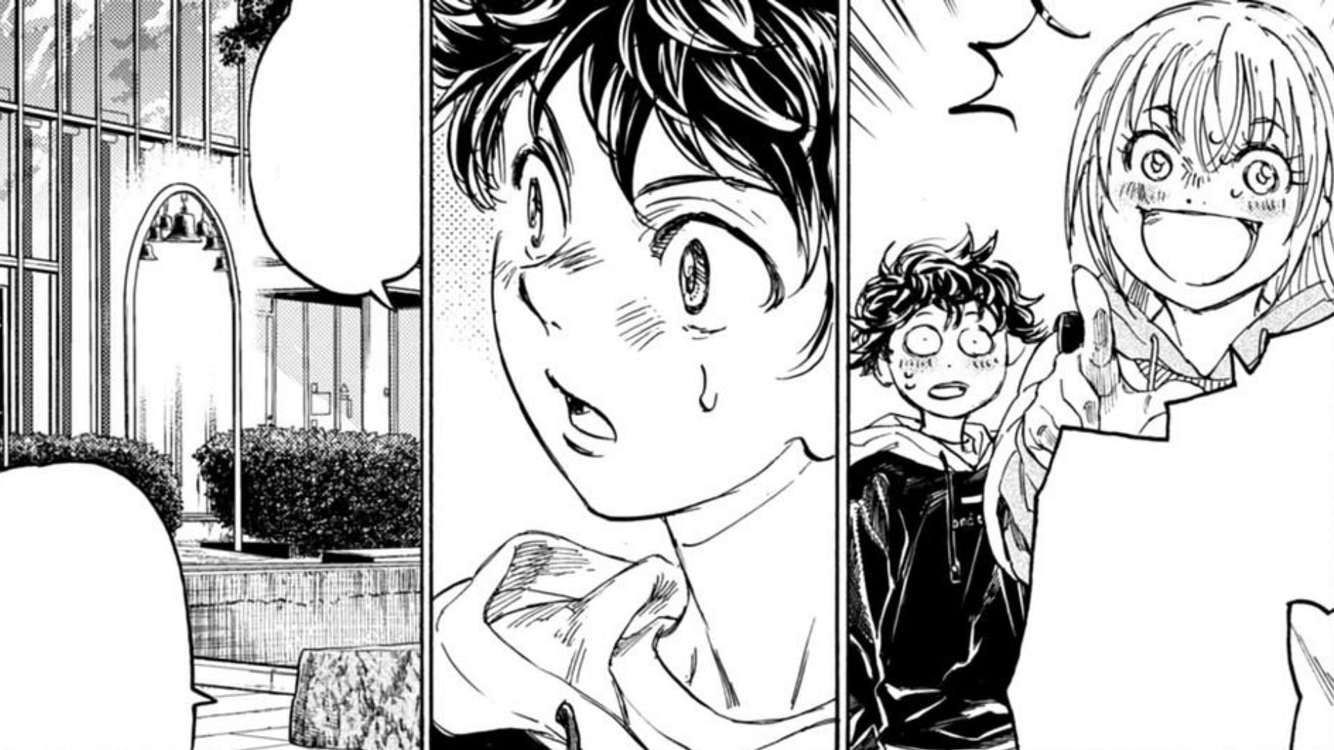 Aoi Ashito and Hana Ichijou as seen in Ao Ashi chapter 409 (Image via Shogakukan)