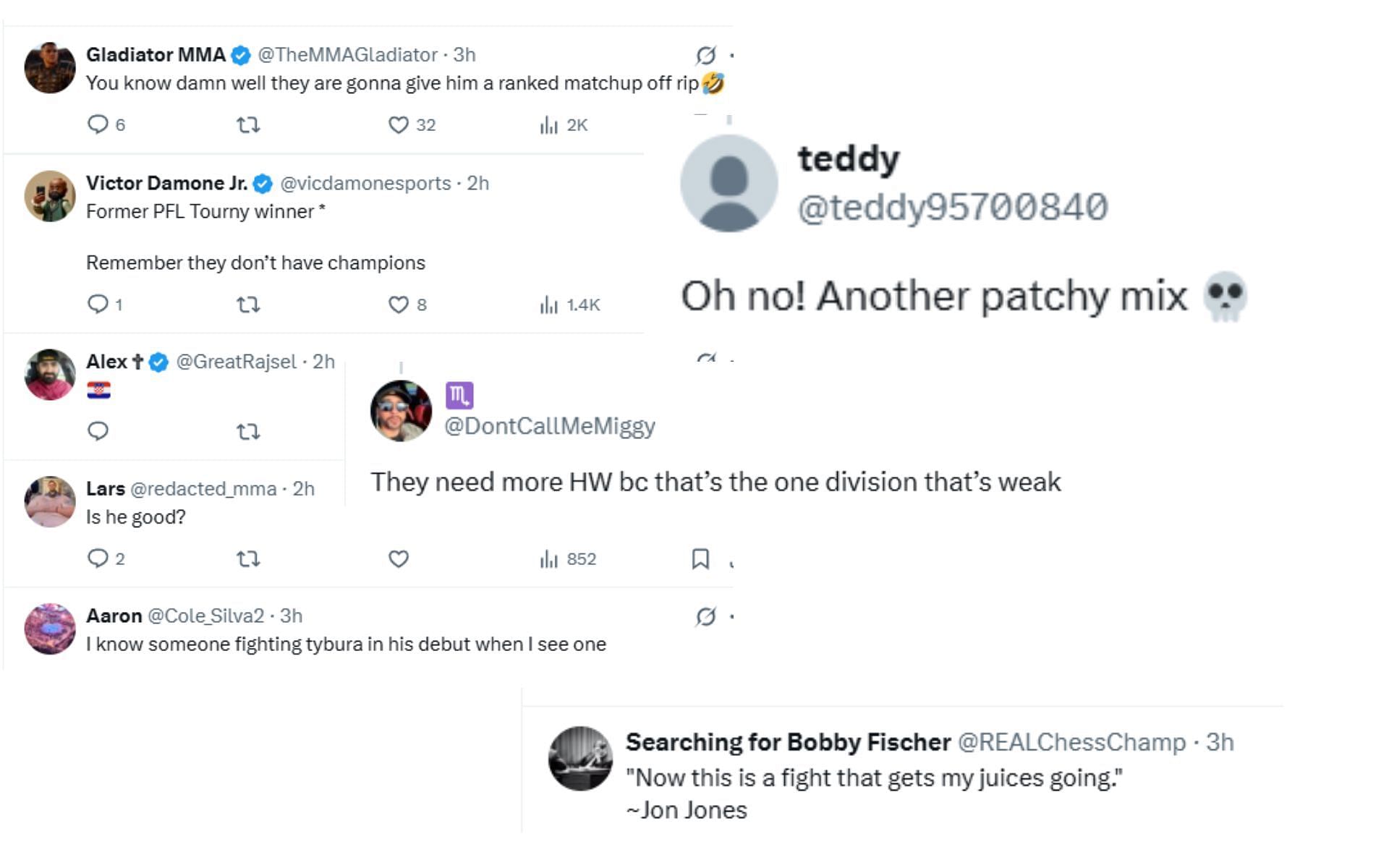 Fan reactions. [Screenshots courtesy: @mma_orbit tweet thread on X]