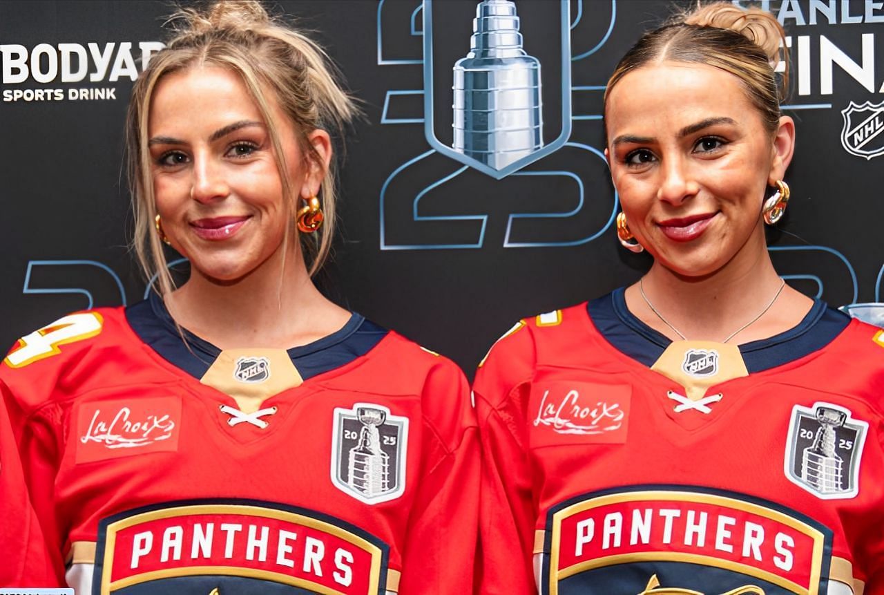 NHL fans react as Cavinder Twins attend Stanley Cup final in Panthers jerseys (image via twitter/NHL)