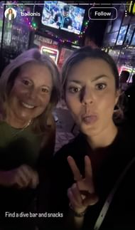 Amanda Balionis with a friend (through the story of Instagram by Amanda Balionis)