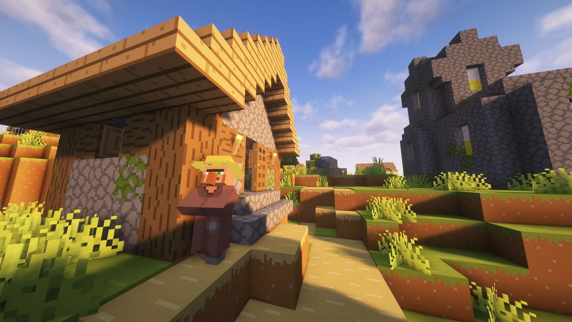 Bare Bones makes block textures extremely flat and simpler (Image via Sportskeeda Gaming || Mojang Studios)