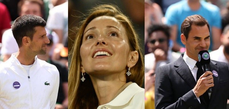 (L) Novak Djokovic (M) Jelena Djokovic (R) Roger Federer | Source : Getty 