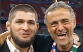 "Hala Madrid" - Khabib Nurmagomedov takes playful jab at former Barcelona and current PSG manager Luis Enrique after historic UCL win
