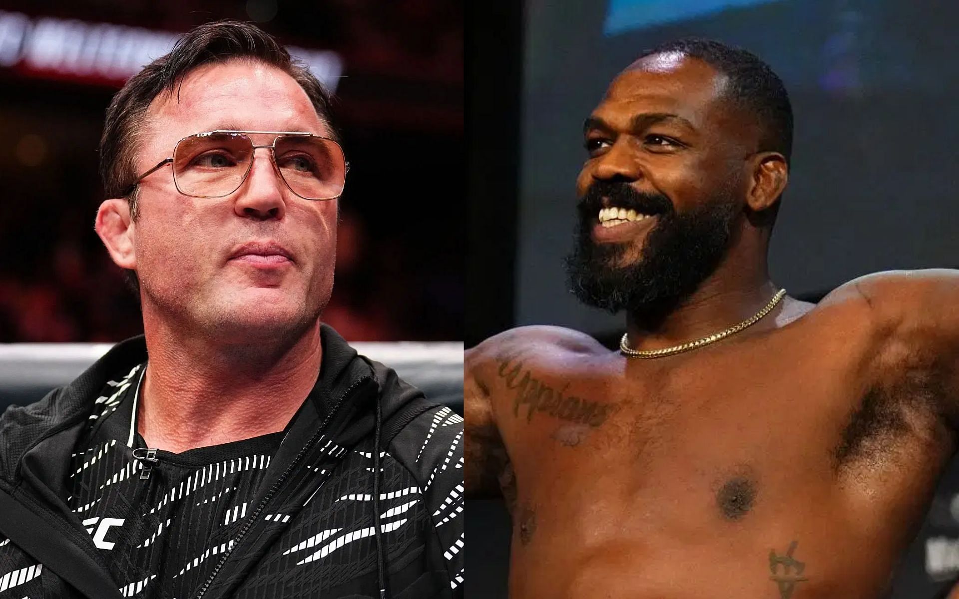 Chael Sonnen (left) touches on Jon Jones