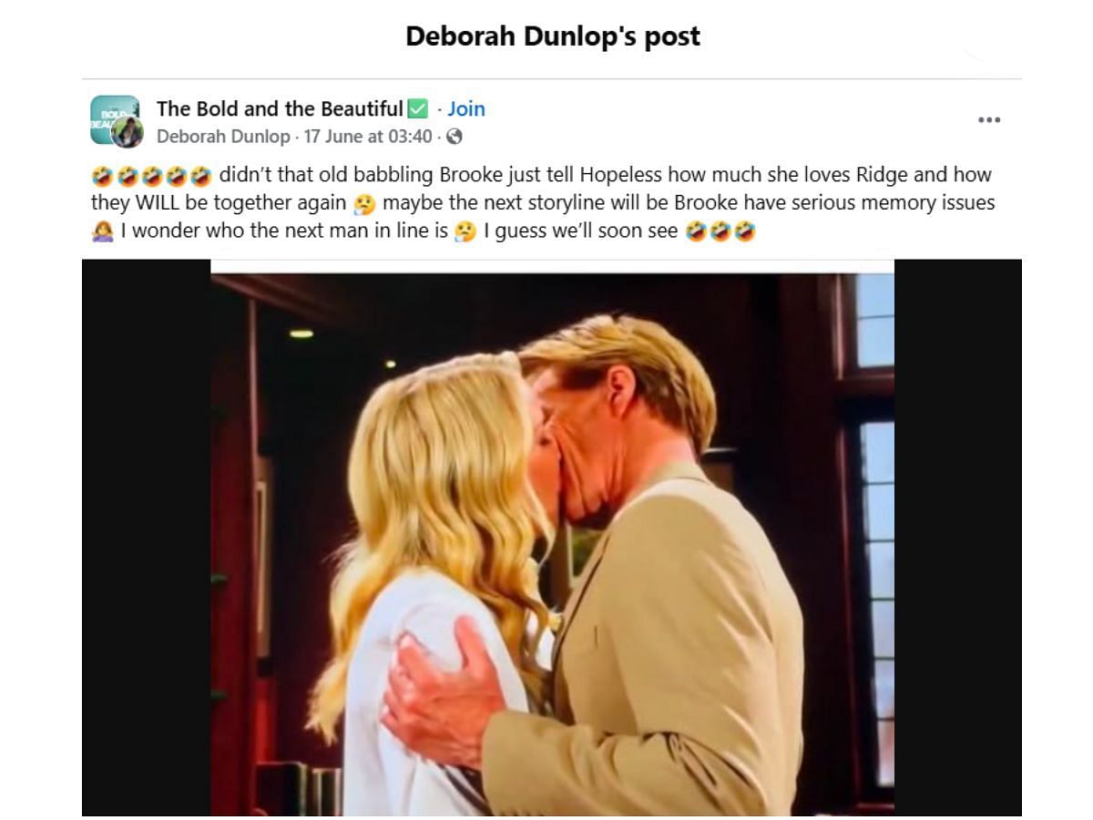 The Original Post by the fan (Image via Facebook/ @Deborah Dunlop)