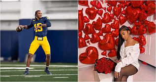 Michigan QB Bryce Underwood shows love to GF Day'iana's new look in pink crop top & blue shorts via latest IG post