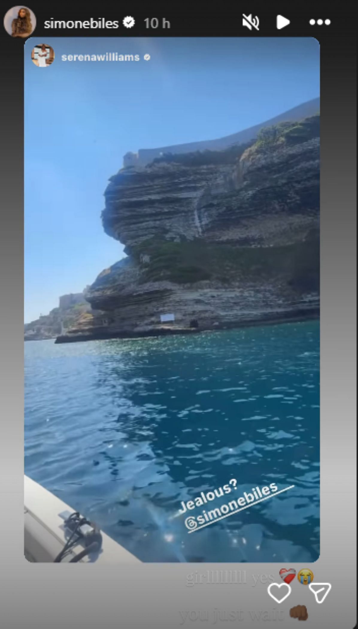 Screengrab of Simone Biles&#039; Instagram story [Image Source: Biles&#039; Instagram]