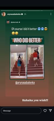 تعرض قصة Instagram لـ Aryna Sabalenka نكاتها مع Novak Djokovic في خضم حملاتها الفرنسية المفتوحة (المصدر: Instagram / Arynasabalenka)