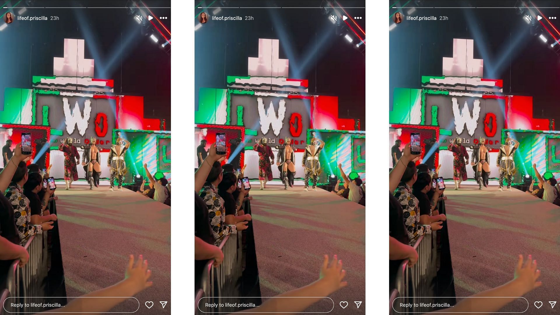 Dorado came to the ring with LWO at an NXT event. [Image credit: lifeof.priscilla on Instagram]
