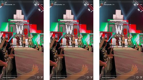 Dorado came to the ring with LWO at an NXT event. [Image credit: lifeof.priscilla on Instagram]