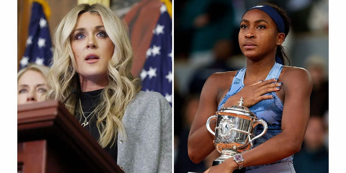 Riley Gaines (L) and Coco Gauff (R) (Image Source: Getty)