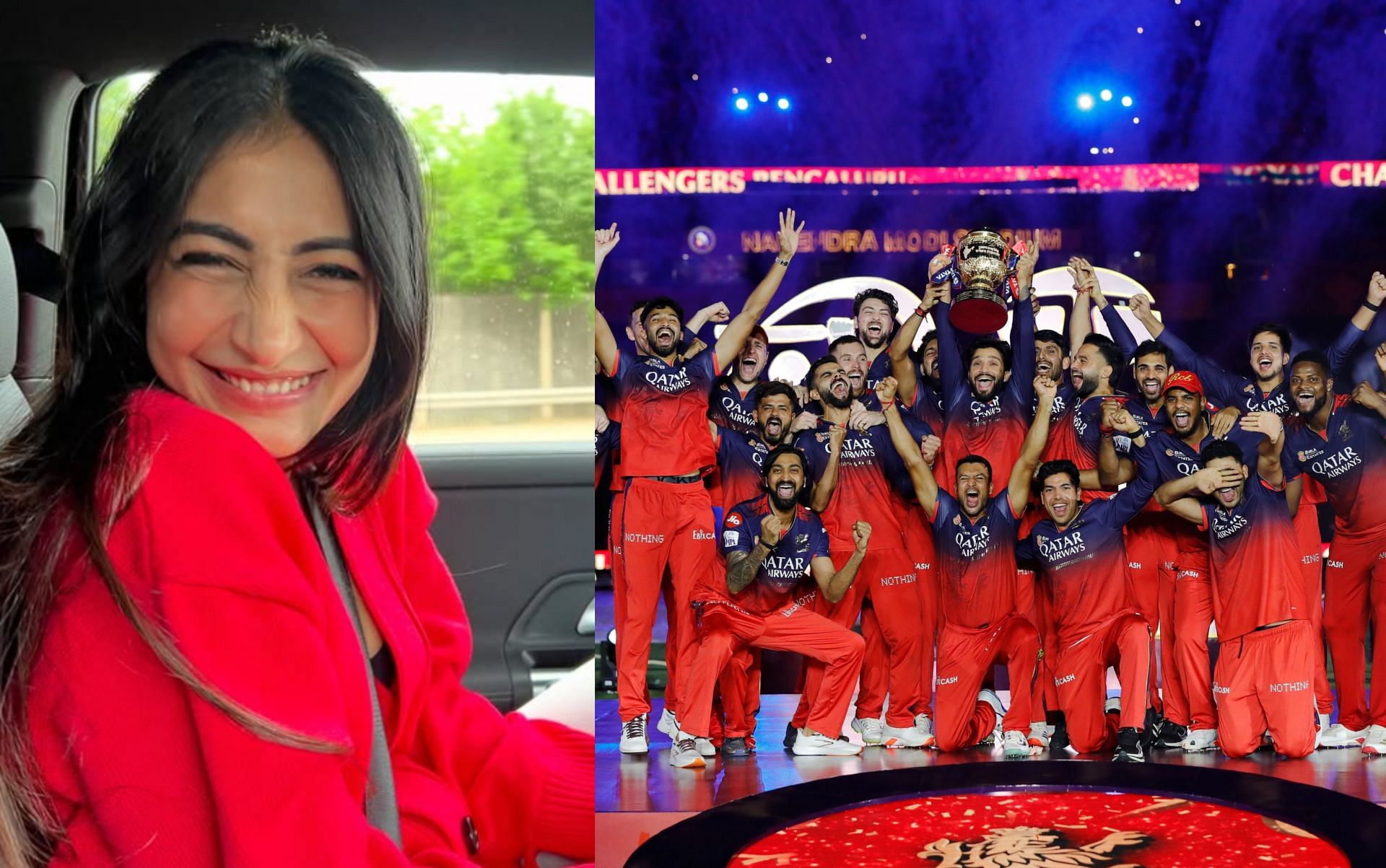 Dhanashree Verma congratulated RCB for winning IPL 2025 trophy. (Images: IPL/X, Dhanashree Verma/Instagram)