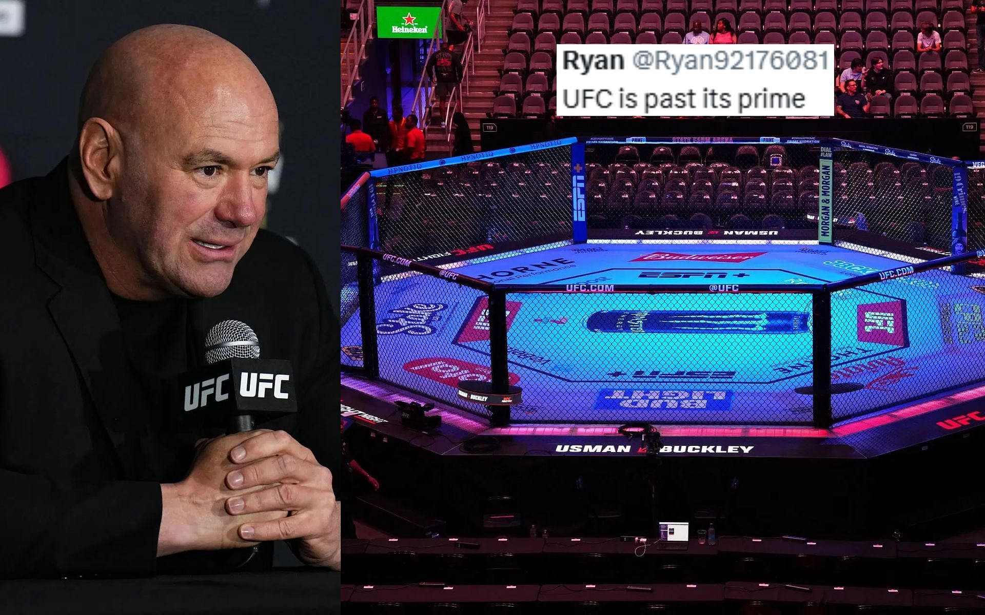 Dana White (left) causes fan frustration after sharing update about UFC feeder-program [Images courtesy: Getty Images]