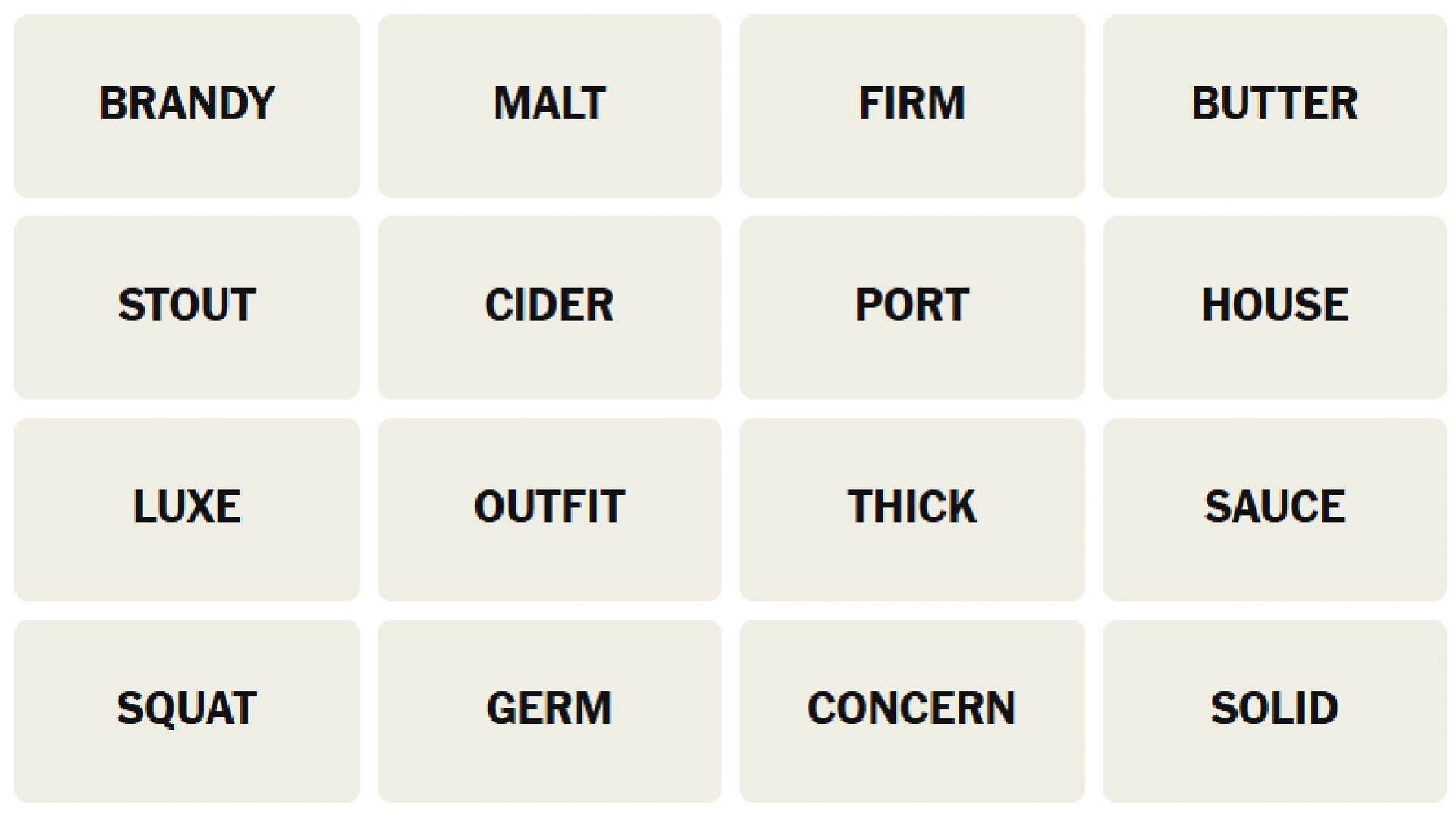All the New York Times Connections puzzle&#039;s words for today (Image via The New York Times)
