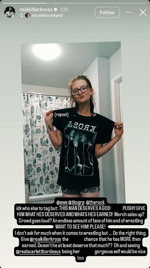Screengrab of Karrion Kross' Instagram story. (source: Kross' Instagram account)