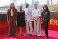 Göransson (Left) with Coogler (Center) and team at the Sinners London Photocall (Image via Getty)