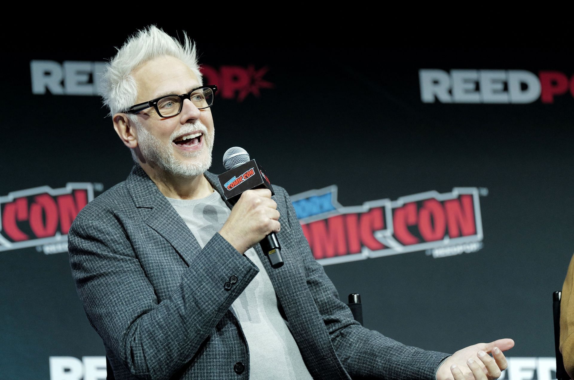 James Gunn speaks at the DC Studios Creature Commandos panel during New York Comic Con 2024 (Photo by Craig Barritt/Getty Images for ReedPop)