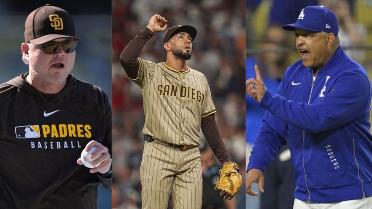 Mike Shildt, Robert Suarez, Dave Roberts [Source: Imagn]