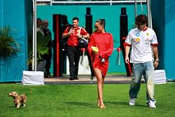Charles Leclerc and girlfriend Alexandra Saint-Mleux spotted in Maranello with their dog Leo