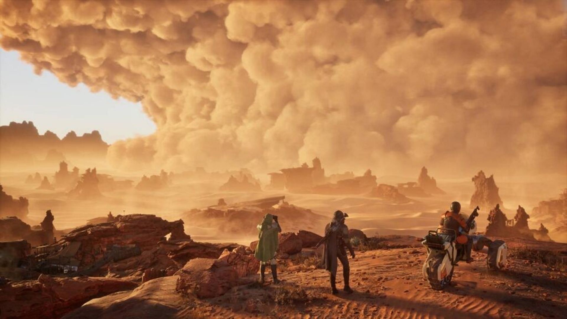 The sand-covered world is plagued by violent weather phenomena, and among the most dangerous are sandstorms and the mighty Coriolis Storms