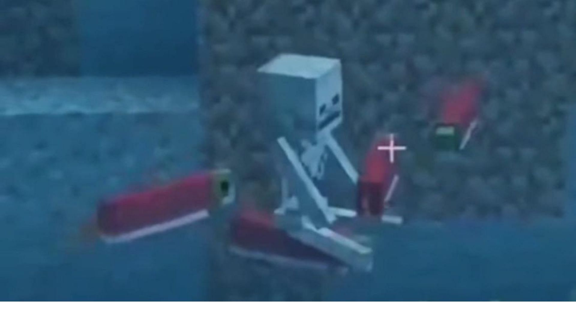 A Minecraft player found a &quot;fishen jockey&quot; in the game (Image via Reddit/akayassin/Mojang Studios)