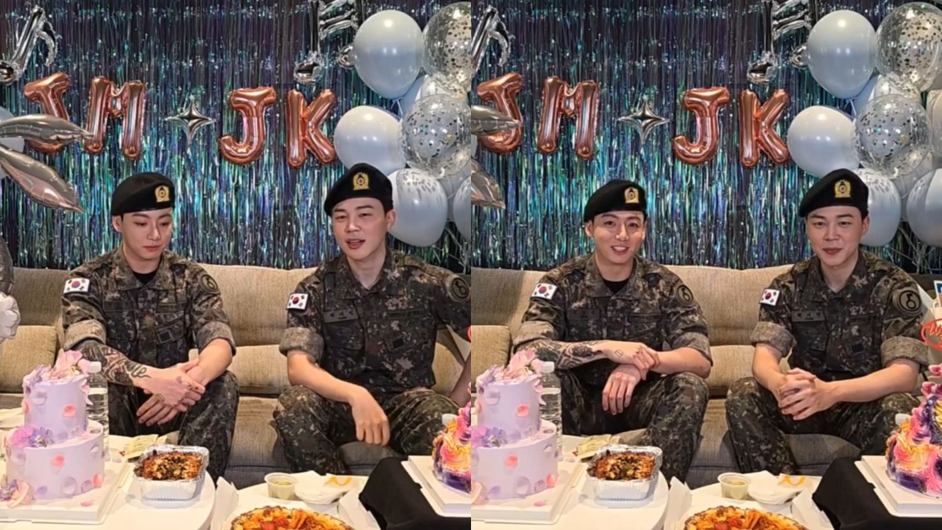 Jimin and Jungkook during Weverse discharge live (Image via Weverse)