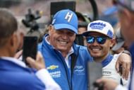 Rick Hendrick and Kyle Larson during the 2025 NTT IndyCar Series Indianapolis 500. Source: Getty