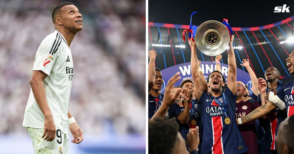 Kylian Mbappe reacts to PSG winning Champions League without him