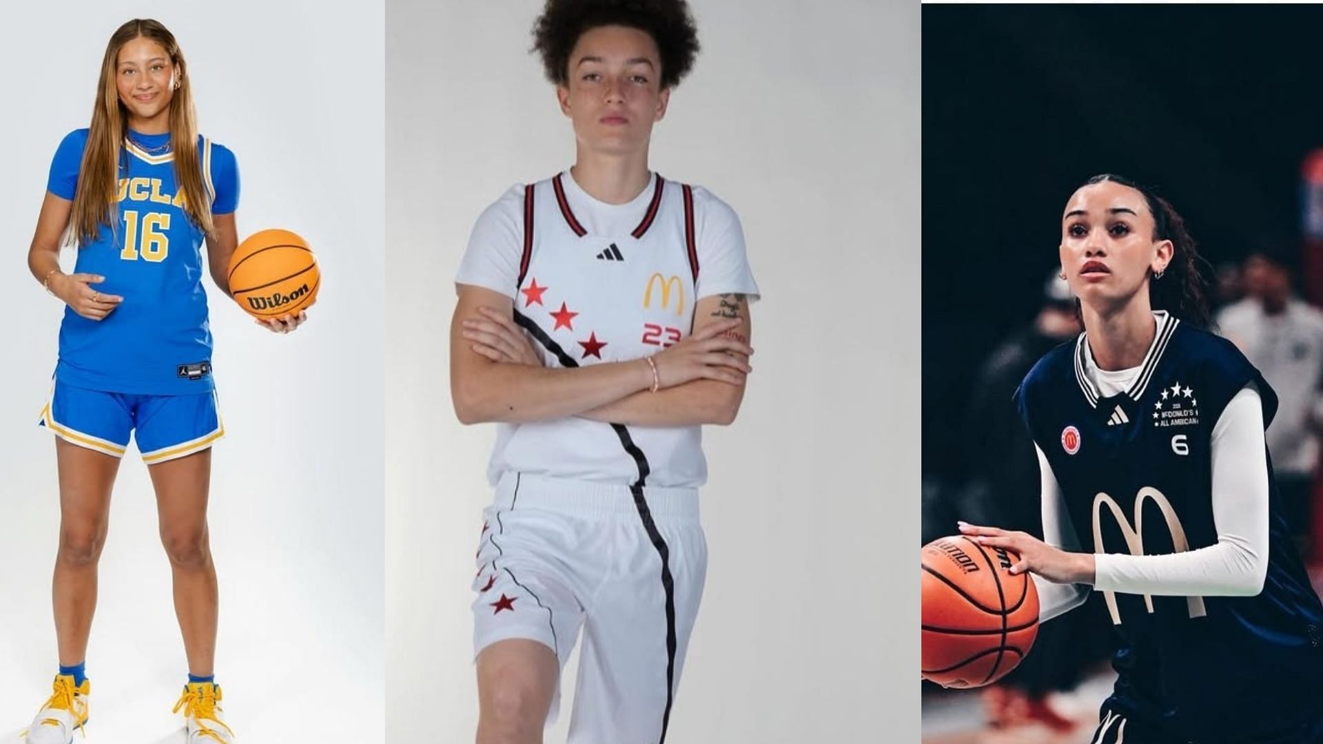 Five-star LSU signee Grace Knox, USC Trojans signee Jazzy Davidson and UCLA signee Sienna Betts. (Images via Instagram @on3way_gracee, @jazzydavidson and @siennabetts_)