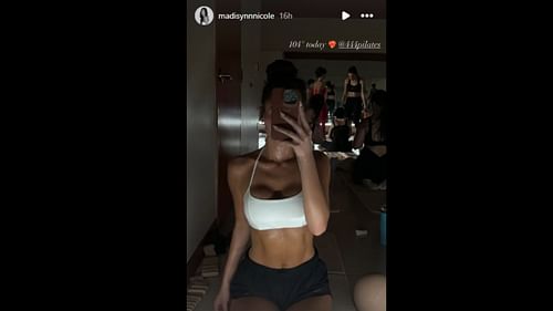 Nicole Anderson shared a photo of her workout. (Photo from Nicole Anderson's Instagram Story)