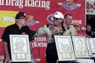 (L to R) Don Garlits, John Force, Bob Glidden, and Kenny Bernstein at Pomona Raceway on November 11, 2001. Source: Getty