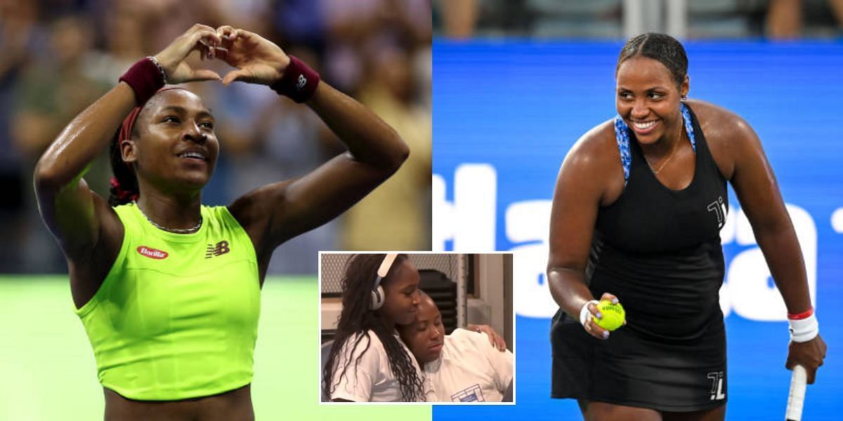 Coco Gauff consoles Taylor Townsend- Image Source: Getty and X