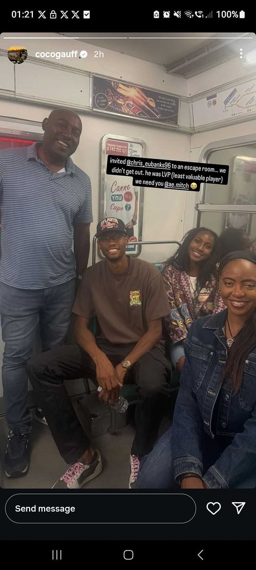 Coco Gauff with her parents and Christopher Eubanks (Source: Instagram)