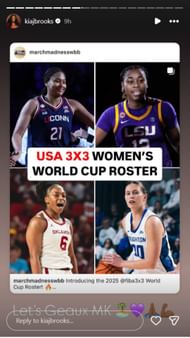 Kia Brooks congratulates Williams on Team USA selection | via @kiajbrooks/ig