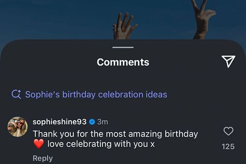 Sophie Shine responds to Shikhar Dhawan’s post (Image via Instagram-@shikhardofficial)