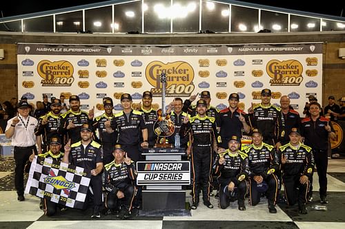 Ryan Blaney with his No. 12 team crew - NASCAR Cup Series Cracker Barrel 400 - Source: Getty