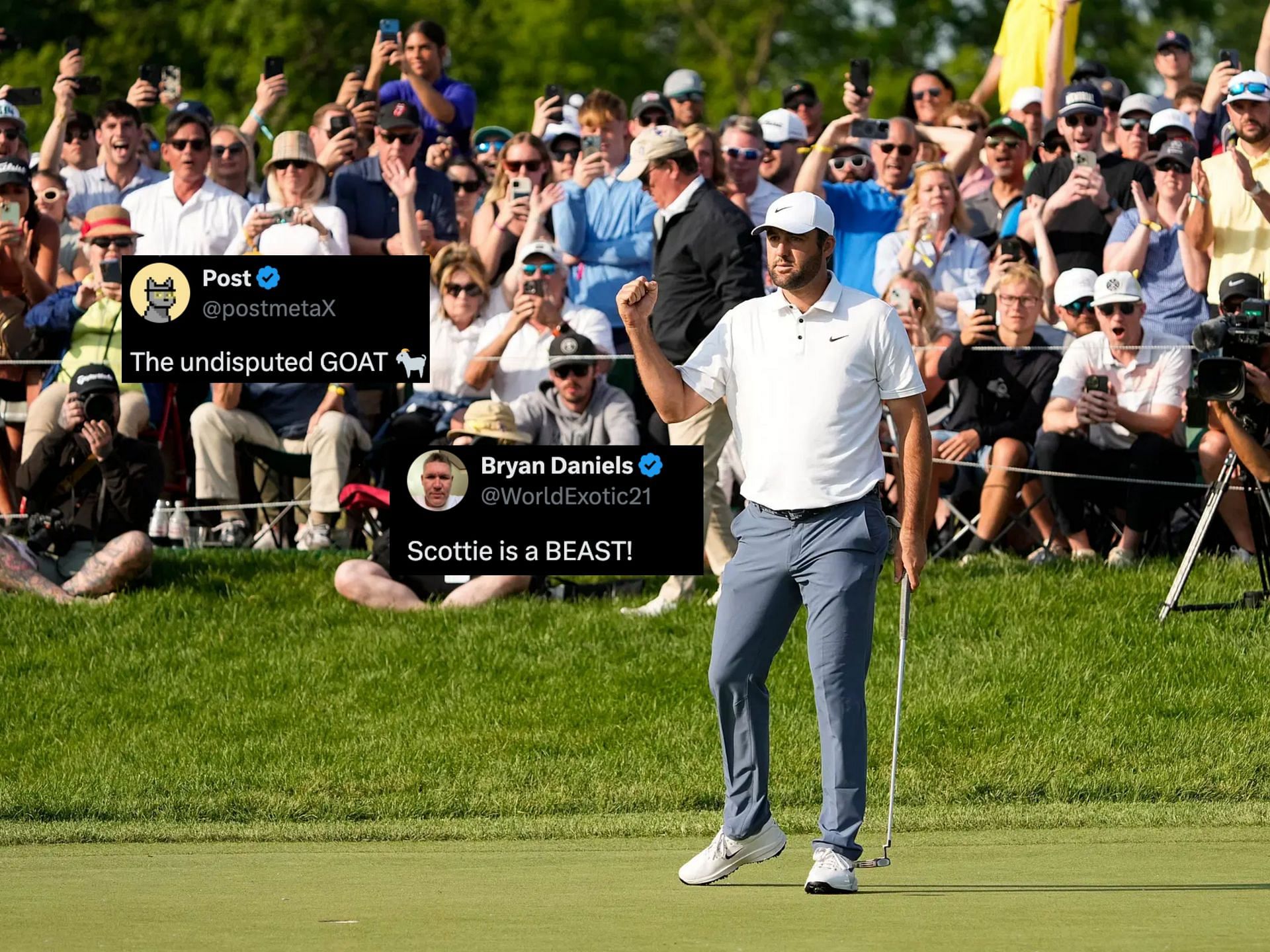 Scottie Scheffler wins the Memorial Tournament 2025 (Image via x@postmetaX, x@WorldExotic21)
