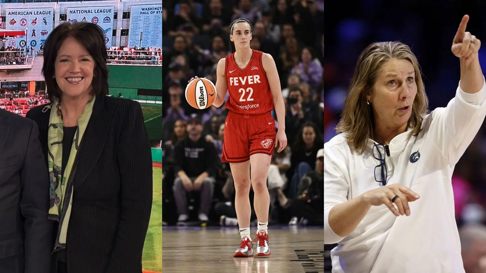 Christine Brennan, Caitlin Clark and Cheryl Reeve (Photos from Brennan