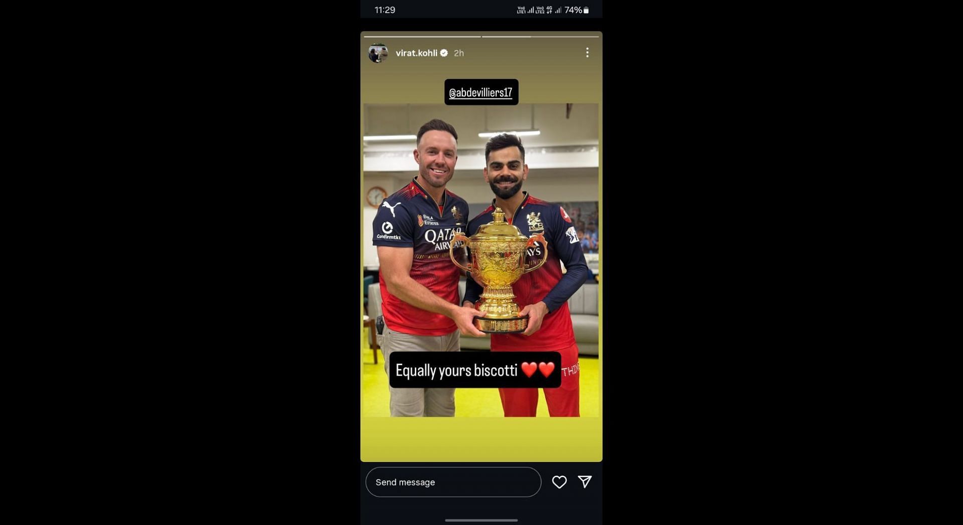 The latest Instagram story Virat Kohli. (Pic merit: @virat.Kohli on Instagram)