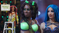Mercedes Moné reacts to Naomi winning the WWE Women's Money in the Bank Ladder Match