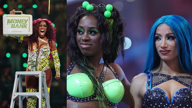 Mercedes Moné reacts to Naomi winning the WWE Women's Money in the Bank Ladder Match