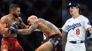 Dodgers' Kike Hernandez reacts to Ilia Topuria's scintillating knockout of Charles Oliveira at UFC 317