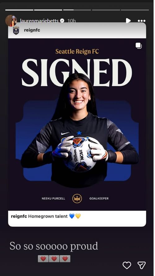 Lauren Betts congratulates former UCLA football player on her latest signing | via @laurenmariebetts/ig