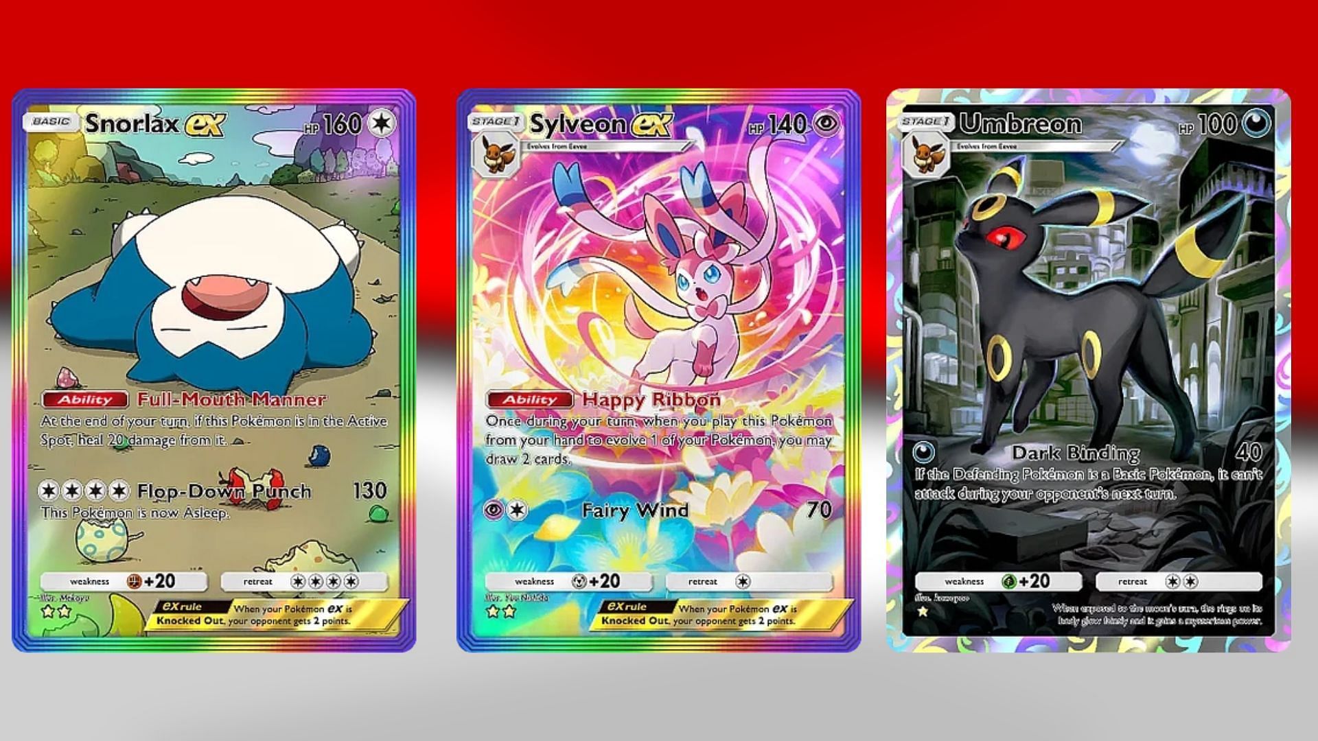 Snorlax ex, Sylveon ex, and Umbreon (Image via TPC)