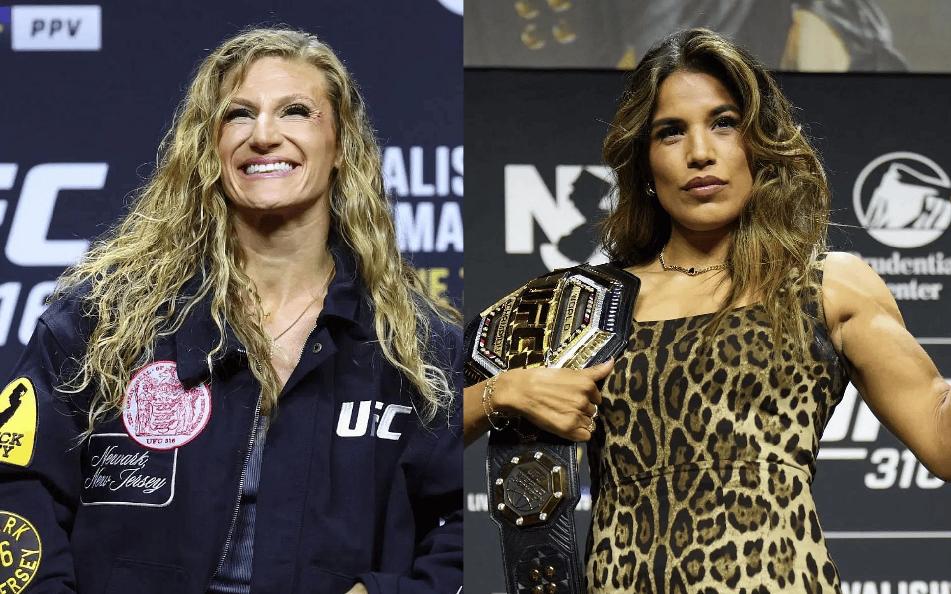 Kayla Harrison (left) trolls Julianna Pena