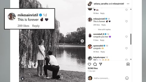 Mike Sainristil and his pregnant GF Seliana Carvalho announce engagement (Image Credit: Carvalho/IG)