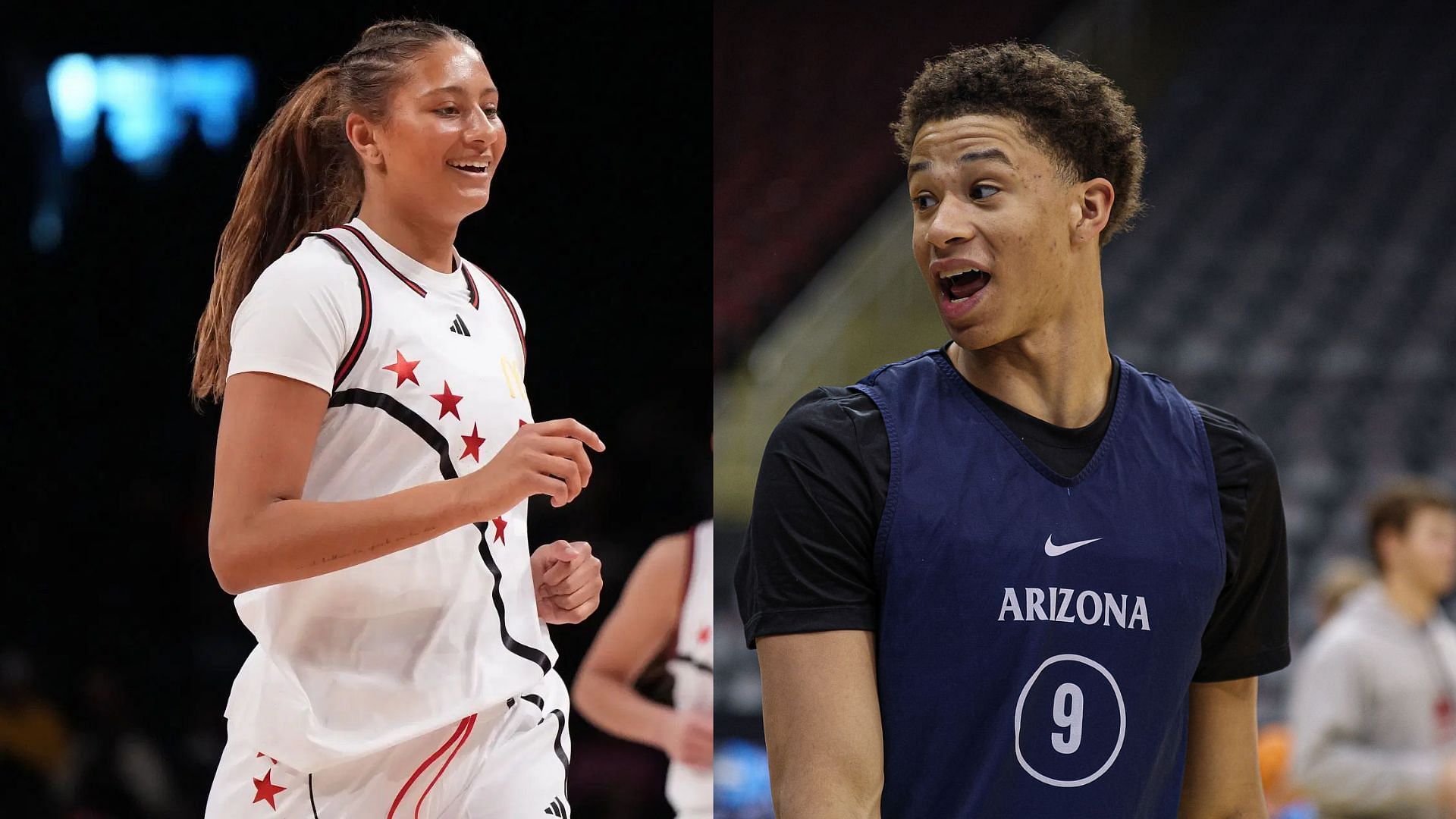 UCLA signee Sienna Betts and and San Antonio Spurs forward Carter Bryant (Source: Getty / Imagn)