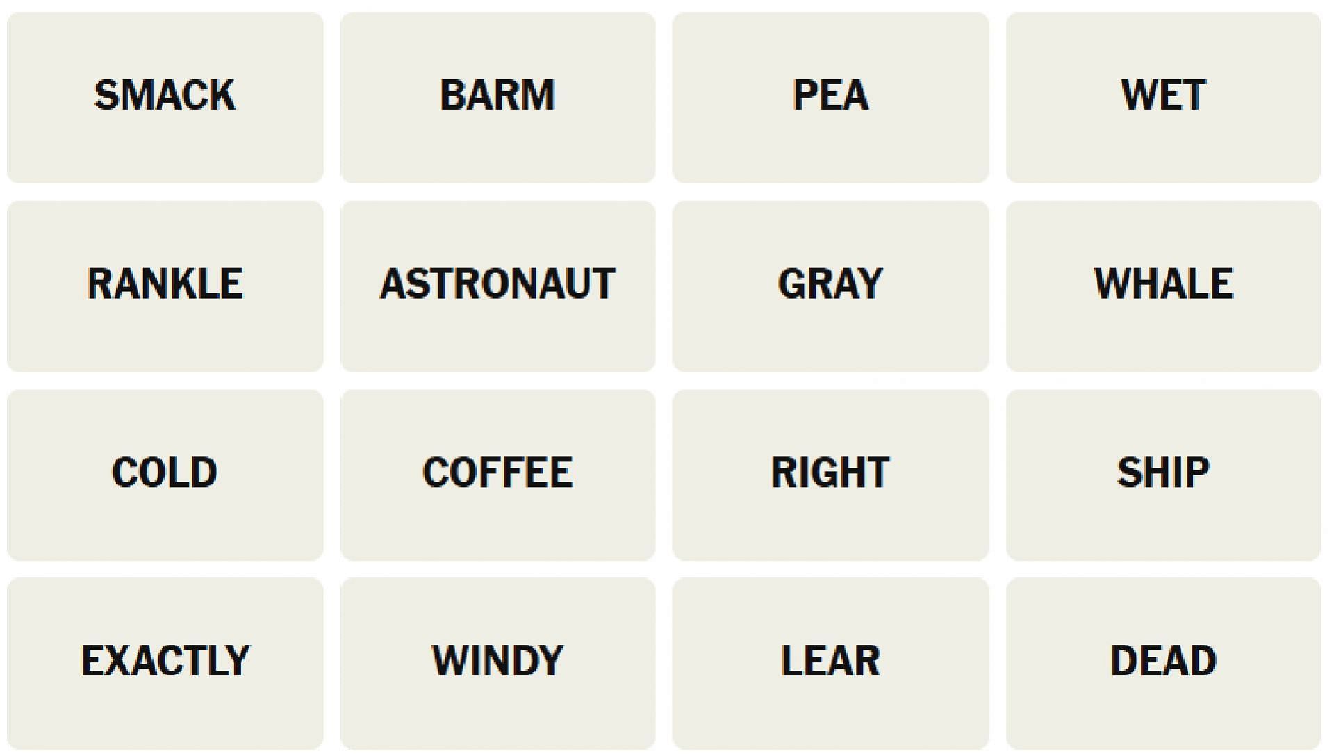 All the New York Times Connections words for today (Image via The New York Times)