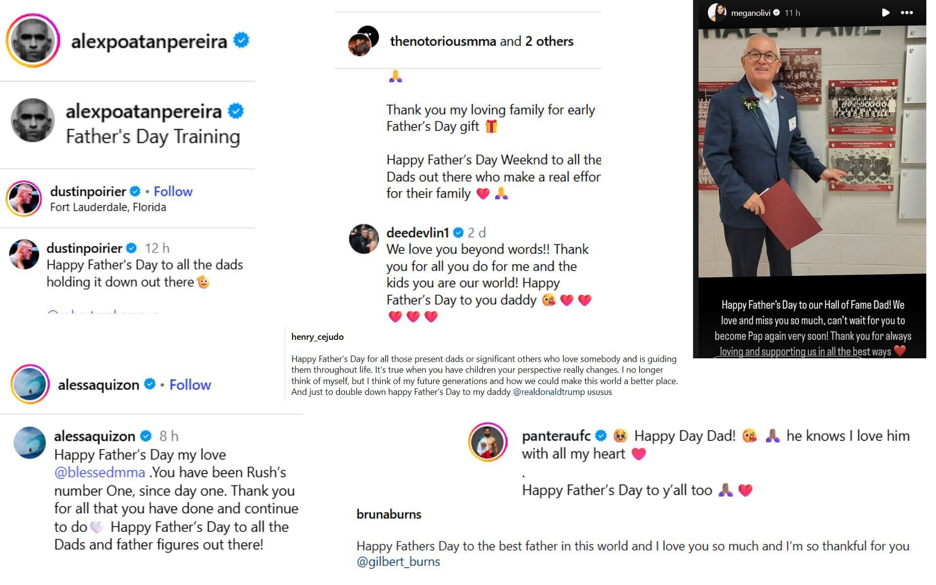 UFC fighters and stars celebrate Father&#039;s Day. [Screenshots courtesy: Accounts on Instagram]